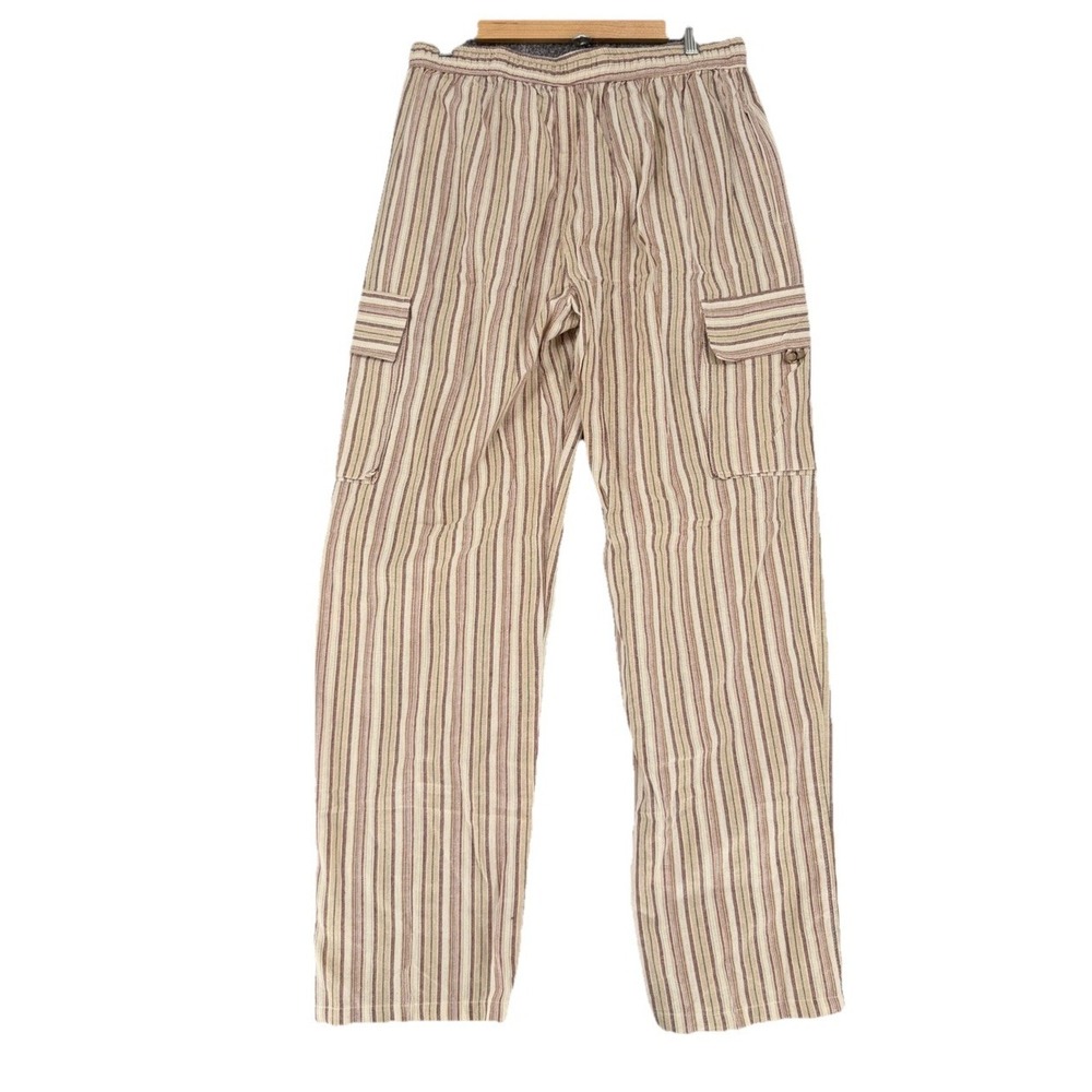 Henna Striped Cargo Pants XL NWT 100% Cotton Handmade Nepal Boho Festival